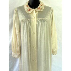 Vintage Lorraine Night Gown Negligee Lingerie Lace Collar Rose